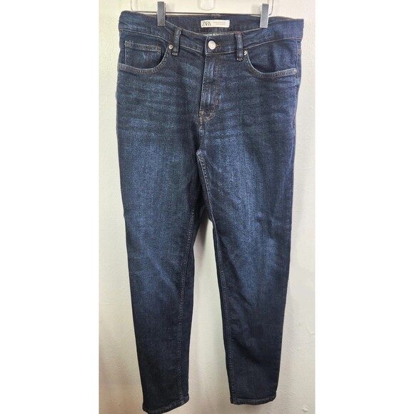 Zara Men's Dark Blue Denim Skinny Straight Leg Jeans Size 34 - Picture 1 of 11